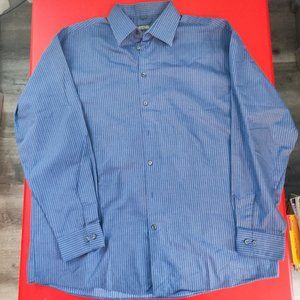 Kenneth Cole Reaction button down casual shirt muted blue stripe men's size XL